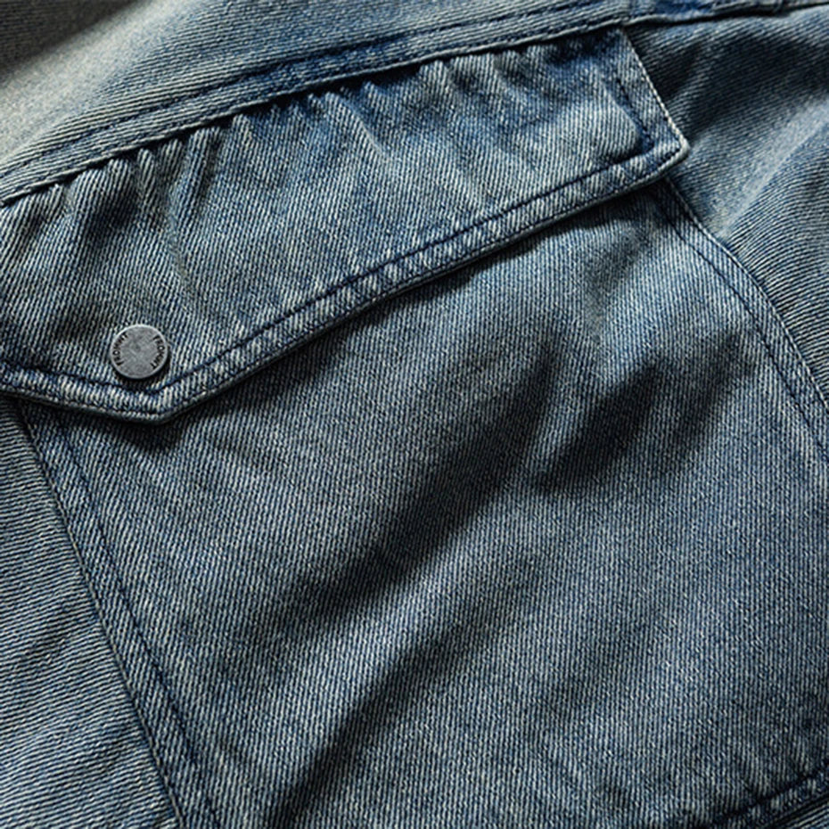 Car Vintage Blue Loose Denim Shorts — detail shot
