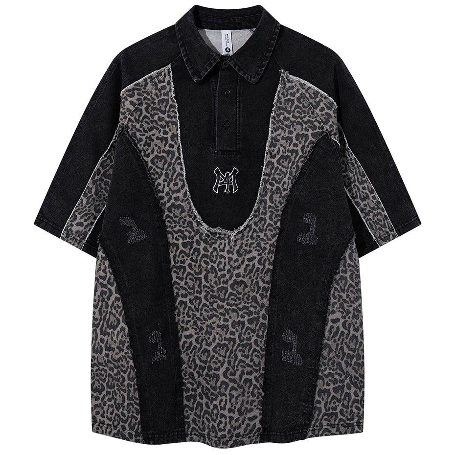 Vintage Leopard Patchwork Oversized T-Shirt — styling shot
