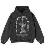 Retro Black Angel Graphic Oversized Hoodie — detail shot