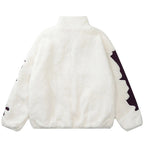 Skull Skeleton Embroidered Fleece Coat — detail shot