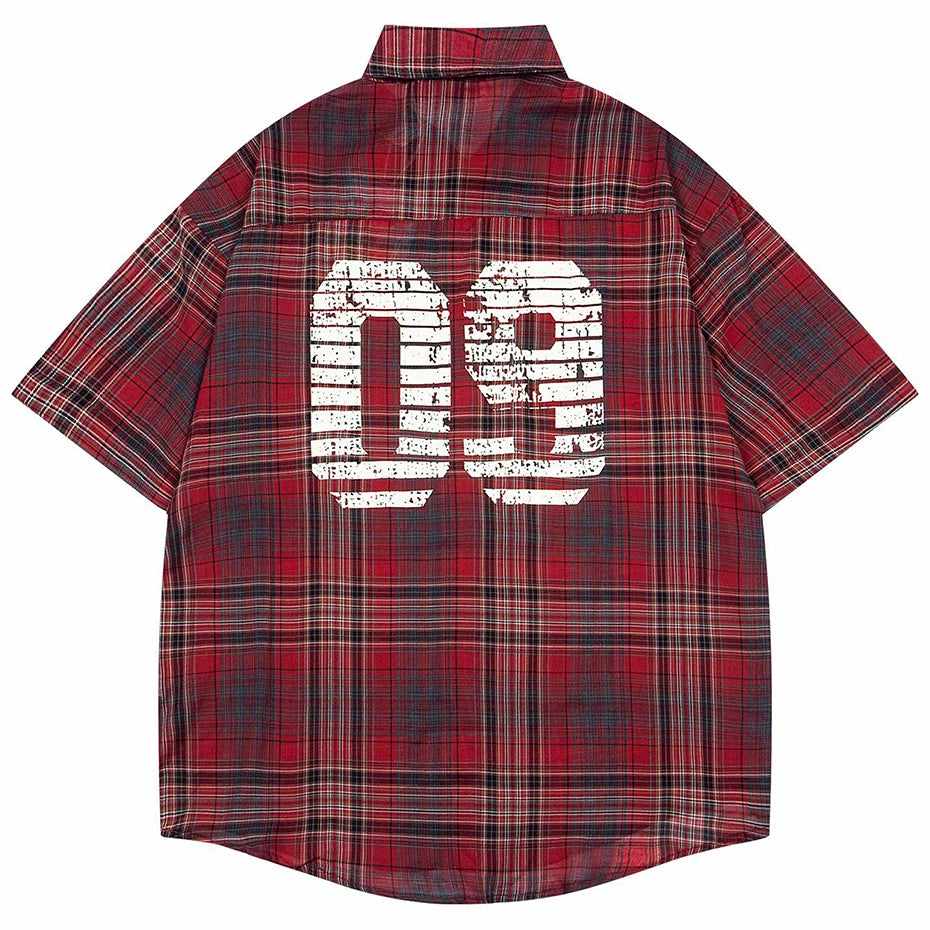 Vintage Plaid Oversized Varsity Jacket — detail shot