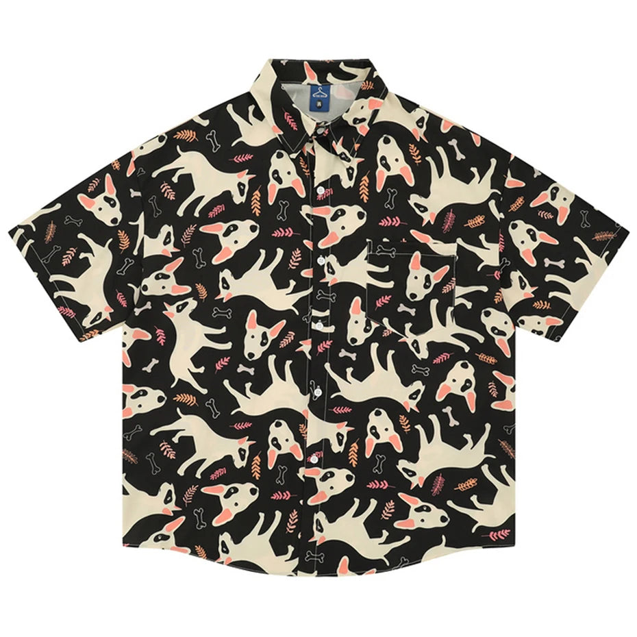 Funny Dog Graphic Loose Shirt — fabric close-up