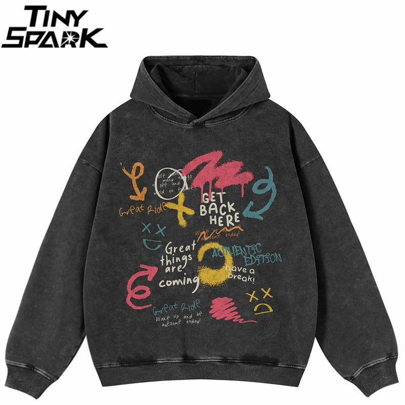 Y2K Black Cherry Letter Graphic Oversized Hoodie — back view