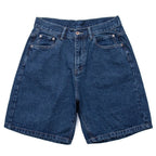 Y2K Blue Loose Denim Shorts — styling shot