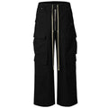 Black Drawstring Wide Leg Cargo Pants — styling shot