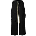 Black Drawstring Wide Leg Cargo Pants — styling shot