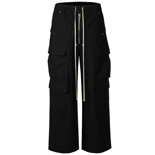 Black Drawstring Wide Leg Cargo Pants — styling shot