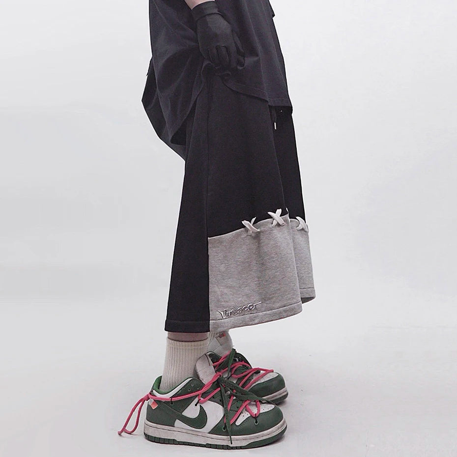Vintage Color Block Oversized Shorts — back view