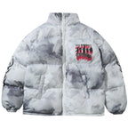 Y2K Letter Tie Dye Padded Oversized Puffer Jacket — detail shot