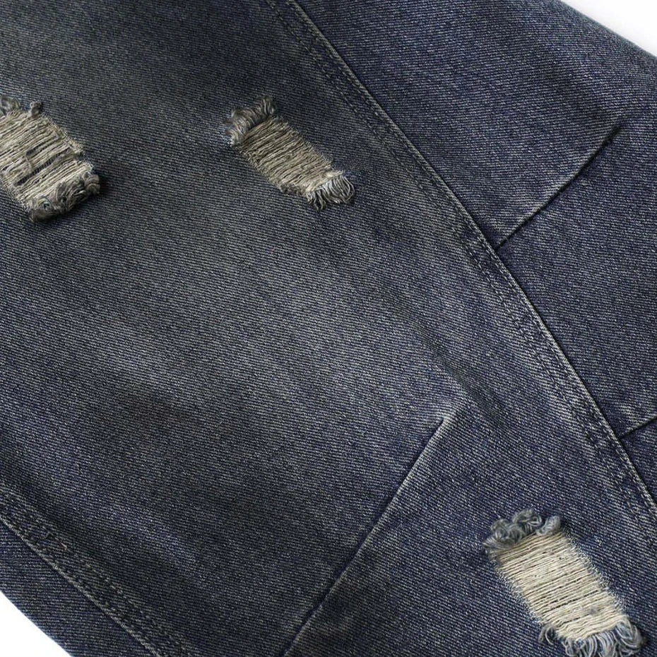 Vintage Blue Ripped Denim Wide Leg Jeans — fit shot
