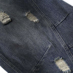 Vintage Blue Ripped Denim Wide Leg Jeans — fit shot