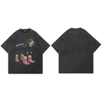 Tshirt Black Doberman Dog Graphic Oversized T-Shirt — fabric close-up
