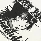 White Anime Cartoon Graphic T-Shirt — front view