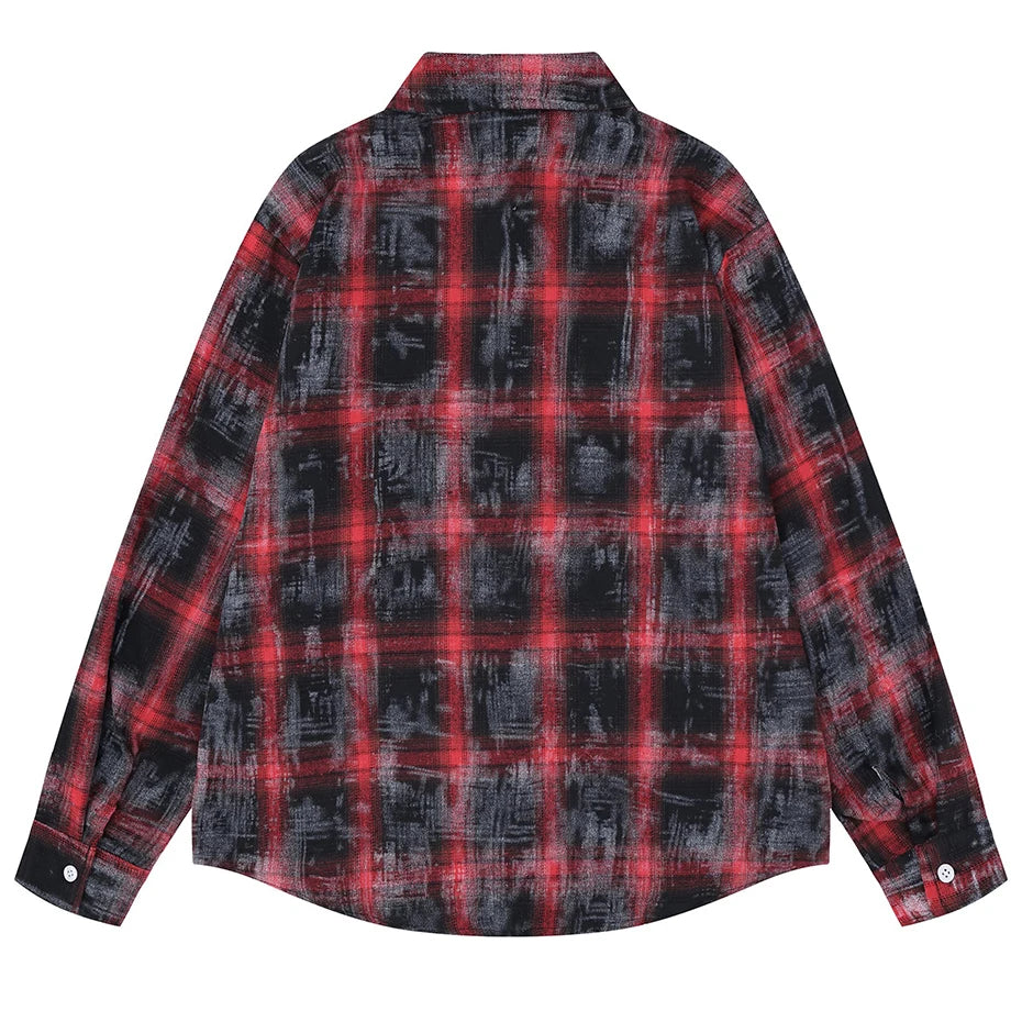 Y2K Vintage Plaid Oversized Shirt — front view
