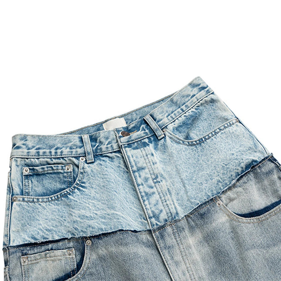 Double Vintage Blue Denim Baggy Jeans — back view