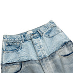 Double Vintage Blue Denim Baggy Jeans — back view