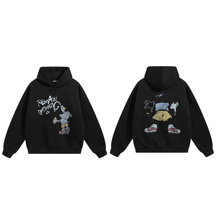 Cartoon Graphic Hoodie — fabric close-up
