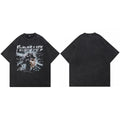 Vintage Black Human Robot Washed T-Shirt — fabric close-up
