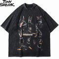 Black Doberman Dog Graphic Loose T-Shirt — front view