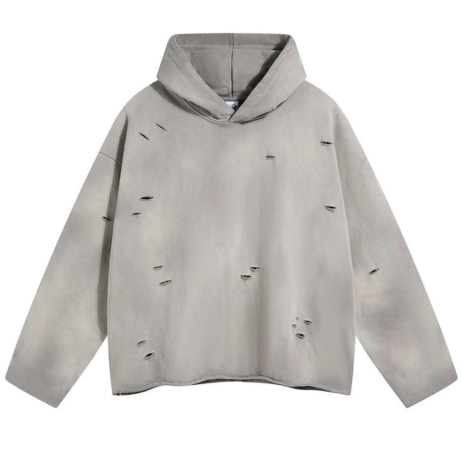 Vintage Ripped Loose Hoodie — fit shot