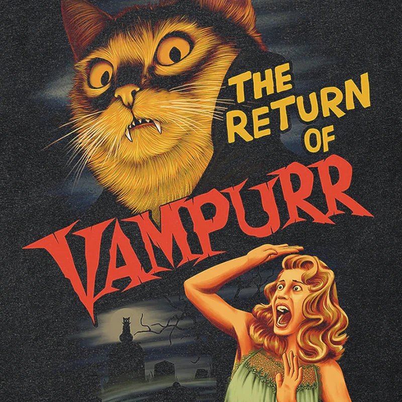 Graphic Retro Black Cat Washed T-Shirt — back view
