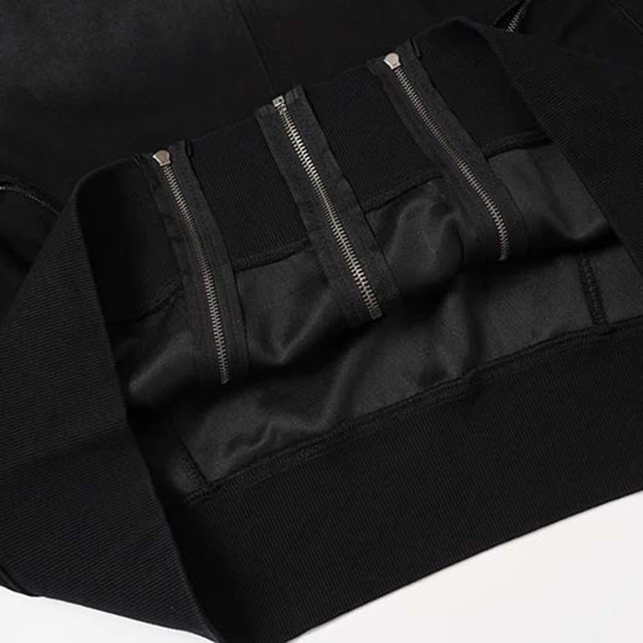 Patchwork Vintage Zip Oversized Jacket — fabric close-up