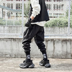 Y2K Black Baggy Cargo Pants — back view
