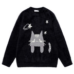 Sweaters Y2K Cat Graphic Knit Oversized Sweater — back view