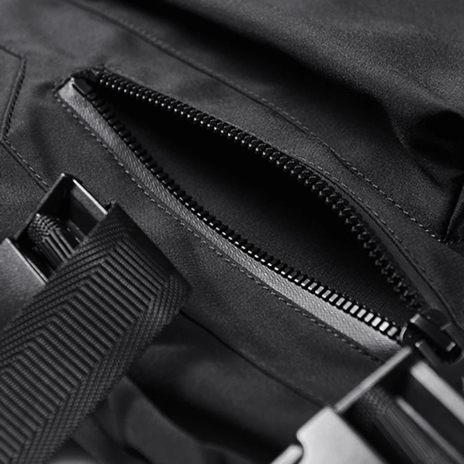 Techwear Black Car Oversized Bomber Jacket — fabric close-up