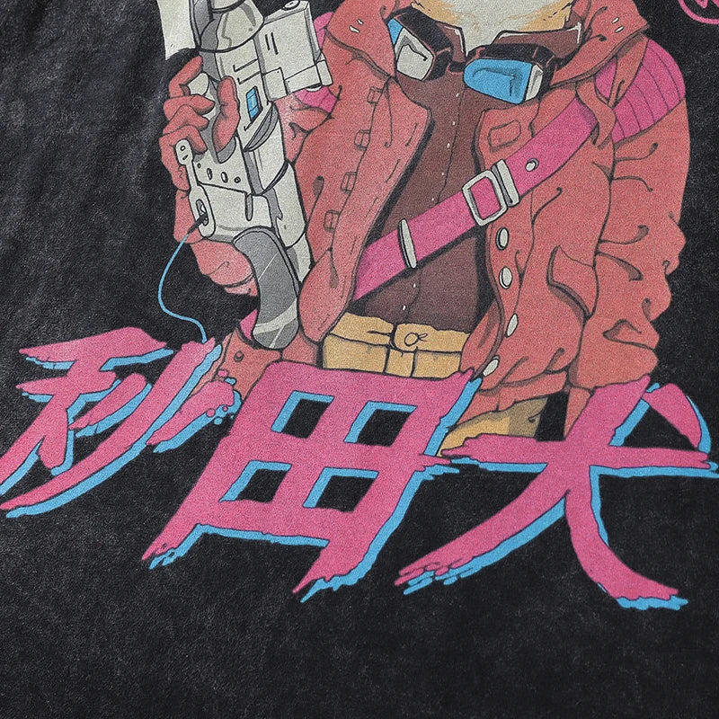 Black Cartoon Anime Graphic T-Shirt — fit shot