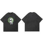 Retro Black Alien Washed T-Shirt — side view
