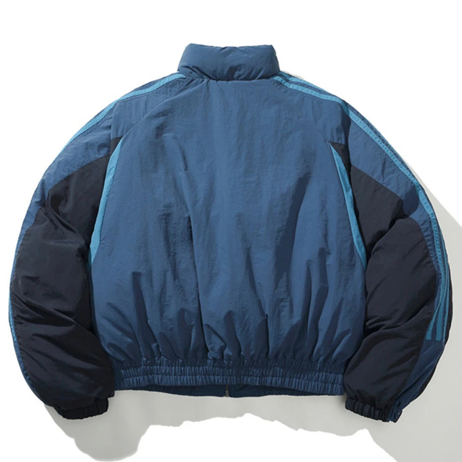 Vintage Patchwork Oversized Puffer Jacket — front view