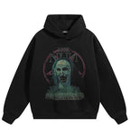 Vintage Devil Graphic Hoodie — fabric close-up