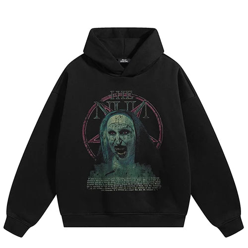 Vintage Devil Graphic Hoodie — fabric close-up