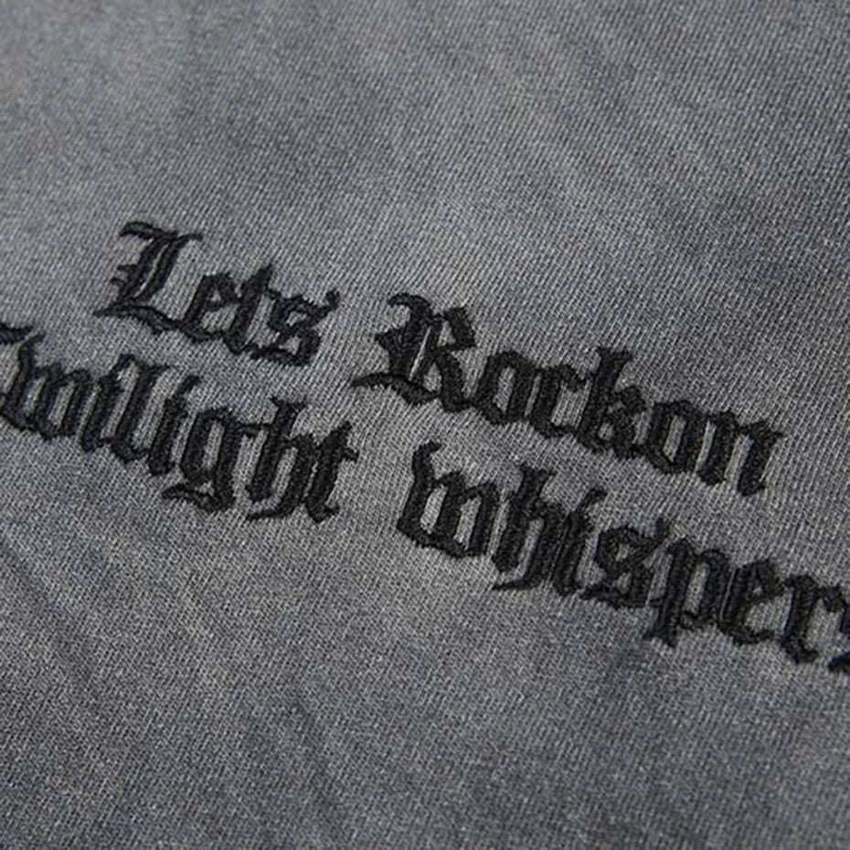 Vintage Letter Ripped Oversized T-Shirt — detail shot