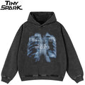 Black Skeleton Graphic Oversized Hoodie — front view