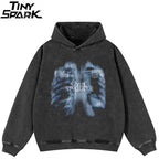 Black Skeleton Graphic Oversized Hoodie — front view