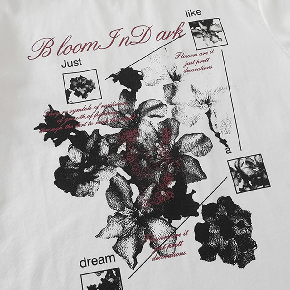 Y2K Flower Graphic Oversized Long Sleeve Tee — fit shot