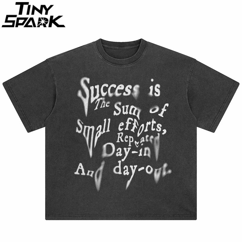 Letter Retro Black Washed T-Shirt — front view