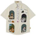 Funny Vintage Cat Embroidered Oversized Shirt — styling shot