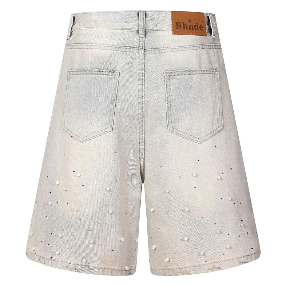 Pearl Vintage Loose Denim Shorts — front view