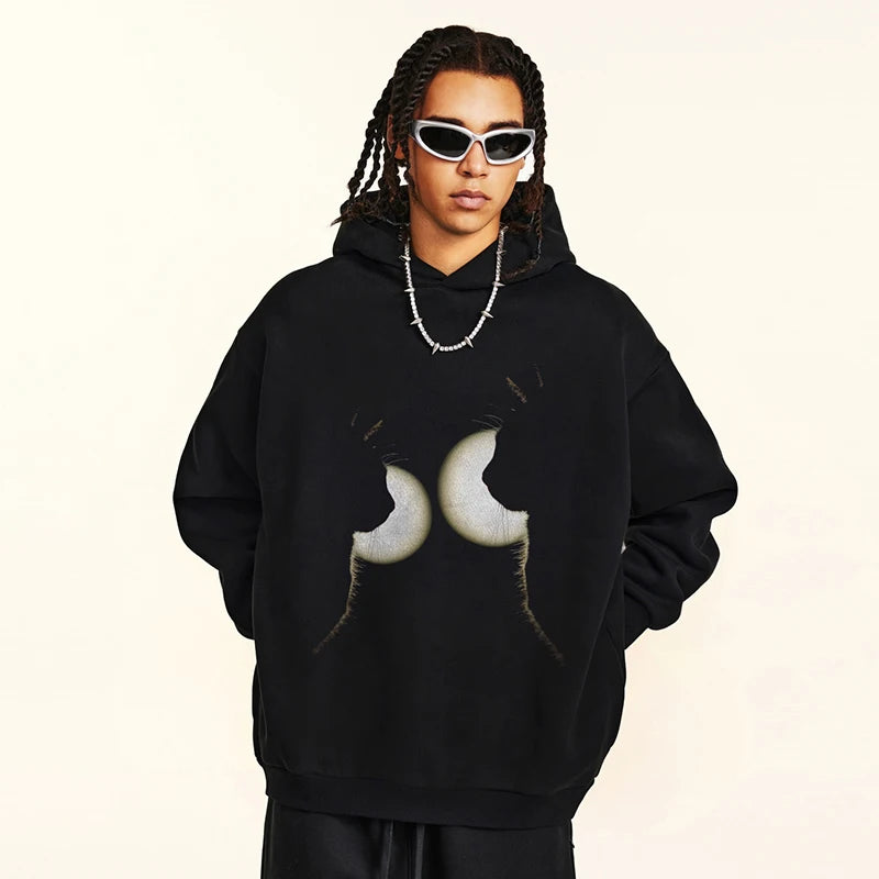 Cats Print Hoodie — front view