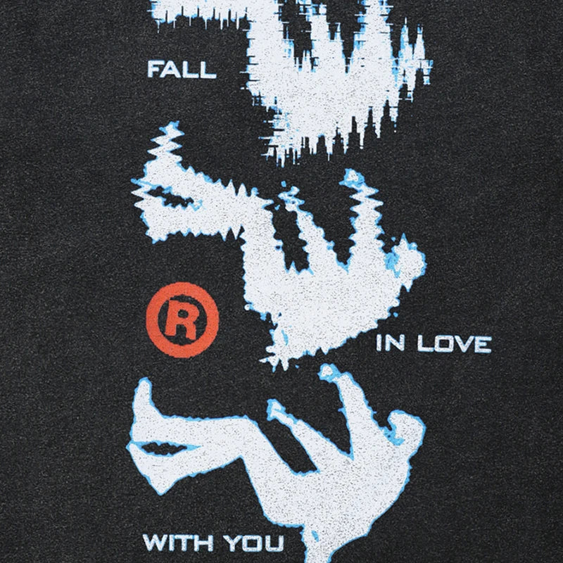Black Falling Shadow Graphic Oversized T-Shirt — front view