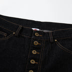Loose Black Patchwork Denim Baggy Jeans — detail shot