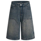 Vintage Loose Denim Shorts — fabric close-up