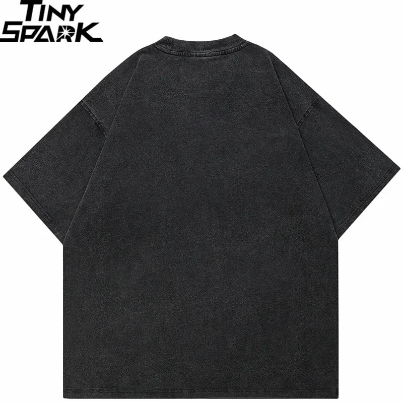 Black Robot Graphic Oversized T-Shirt — front view