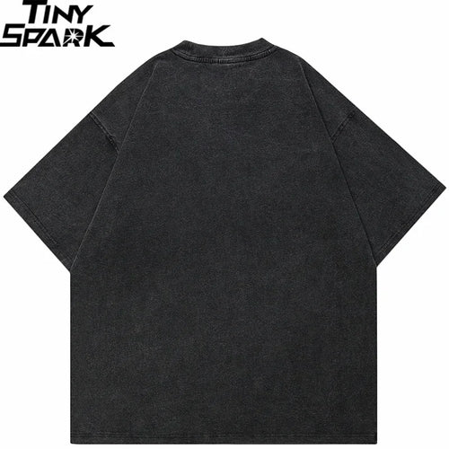 Black Robot Graphic Oversized T-Shirt — front view