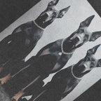 Graphic Retro Black Doberman Dog Washed T-Shirt — front view