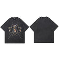 Graphic Vintage Black Doberman Dog Washed T-Shirt — styling shot