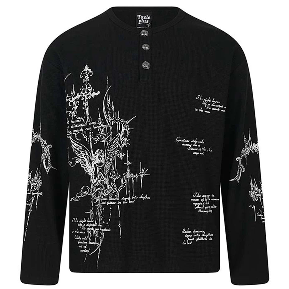 Vintage Black Oversized Long Sleeve Tee — back view